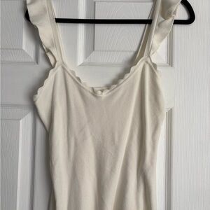 mine Ivory Scalloped-Trim Tank Camisole